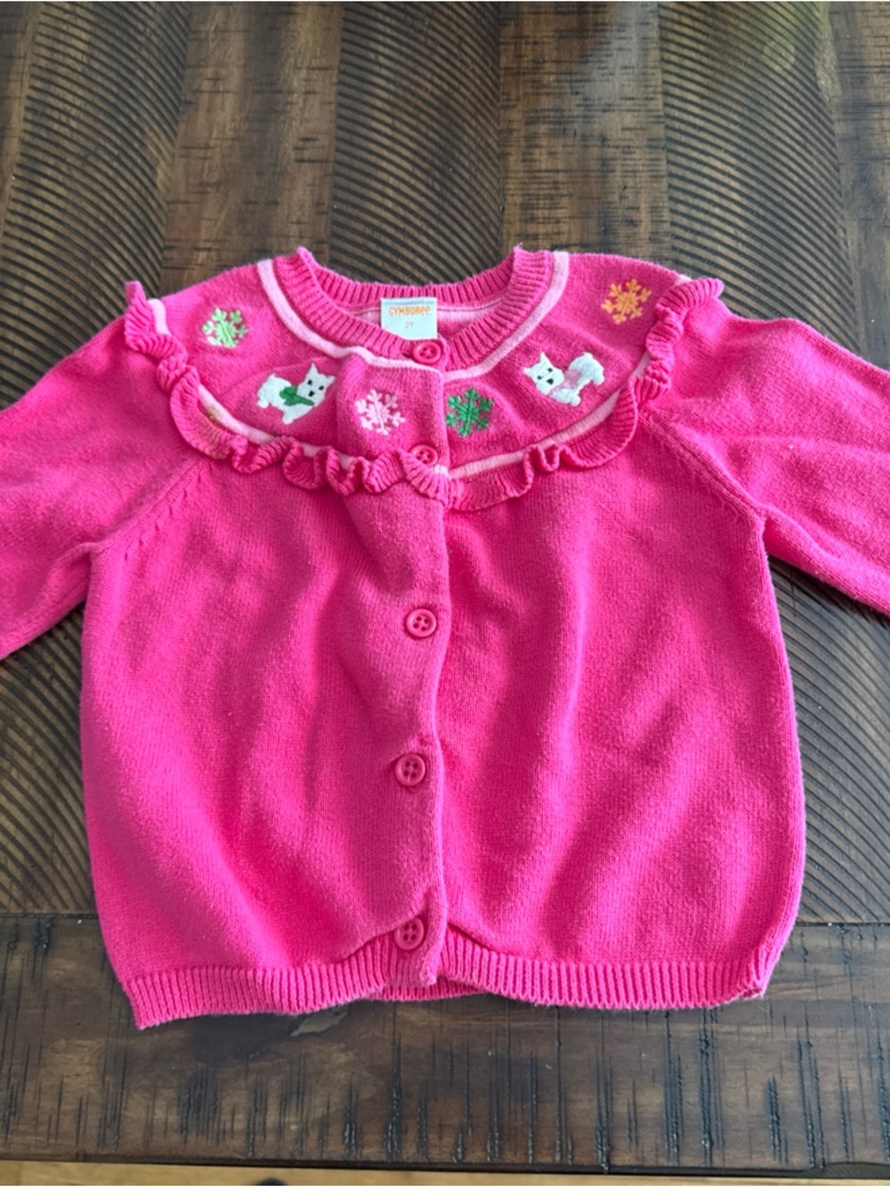 2011 Gymboree Toddler Girls 2t Vintage Cardigan Westie Puppy Sweater Cardigan
